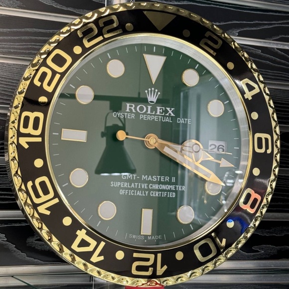 GMT master 2 Wall Clock black yellow gold bezel insert and dark green face dial - Picture 2 of 5